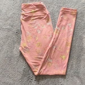 Soft Pink Floral Print OS LulaRoe leggings